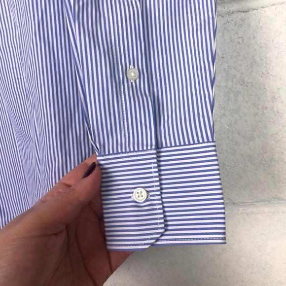 Everlane blue white striped button up shirt size 0 - Picture 2 of 5